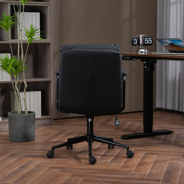 English Elm Office Mid Back Ergonomic Desk Chair with Double Sponge Cushion, 40° Recline, Stable Wide Base Black W1143133924