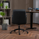 English Elm Office Chair,Mid Back Home Office Desk Task Chair With Wheels and Arms Ergonomic Pu Leather Computer Rolling Swivel Chair With Padded Armrest,The Back Of The Chair Can Recline 40° (Black)