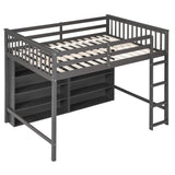Vision Full Size Loft Bed with 8 Open Storage Shelves and Built-in Ladder