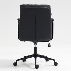 English Elm Office Mid Back Ergonomic Desk Chair with Double Sponge Cushion, 40° Recline, Stable Wide Base Black W1143133924