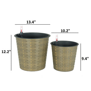 English Elm 10.2" Self-watering Wicker Planter Pot with Plastic Liner — Handwoven Eco-Friendly Décor for Indoor Outdoors Natural B046P144645