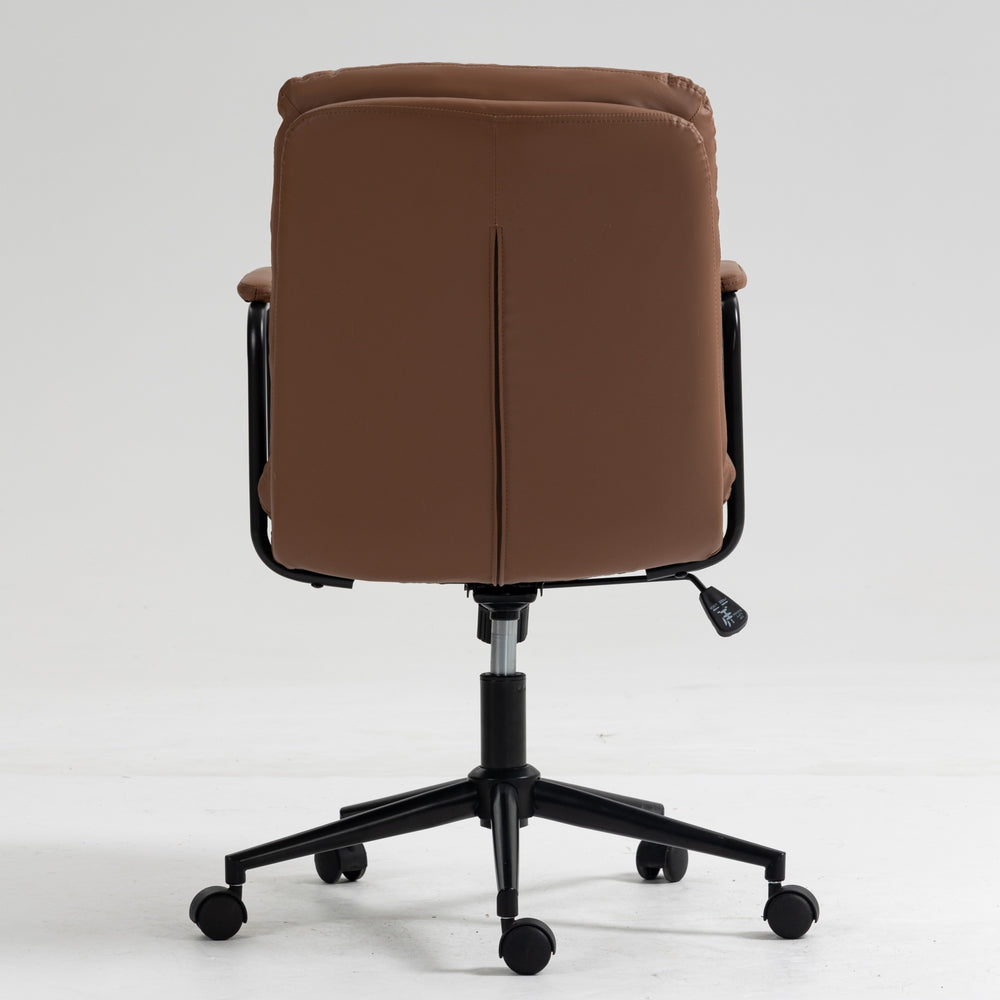 English Elm Office Mid Back Ergonomic Desk Chair with Double Sponge Cushion, 40° Recline, Stable Wide Base Brown W1143133926