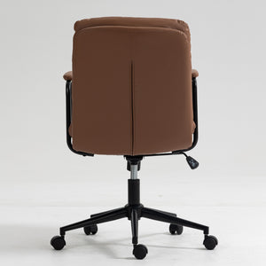 English Elm Office Ergonomic Mid-Back Chair with Double Sponge Cushion, Recline 40° and Padded Armrests for Comfort and Stability Brown W1143133926