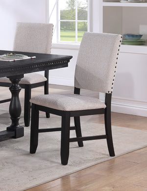 English Elm Transitional Regent 2pc Charcoal Upholstered Dining Chairs with Nailhead Trim, Tapered Legs, Cozy Seat B011P145130