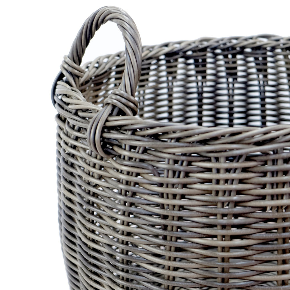English Elm 2-Pack Stylish Stackable Hand-Woven Wicker Baskets With Handles For Laundry, Toys & Storage Solutions B046P144640
