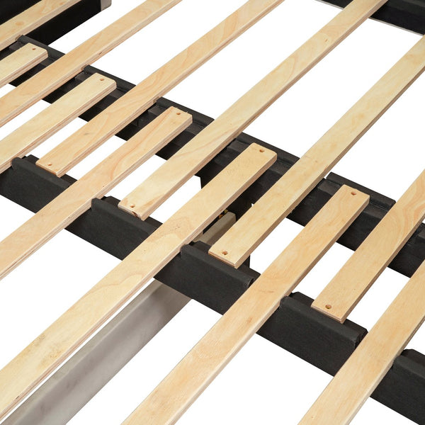 English Elm Twin Upholstered Daybed with Cloud Backrest, Trundle & 2 Storage Drawers, USB Ports, Space-Saving Design Beige SF000070AAA