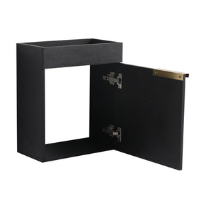 English Elm Soft Close 16" Wall-Mounted Bathroom Vanity with Round Ceramic Vessel Sink, Soft-Closing Doors, Water-Resistant Plywood Finish W999140772