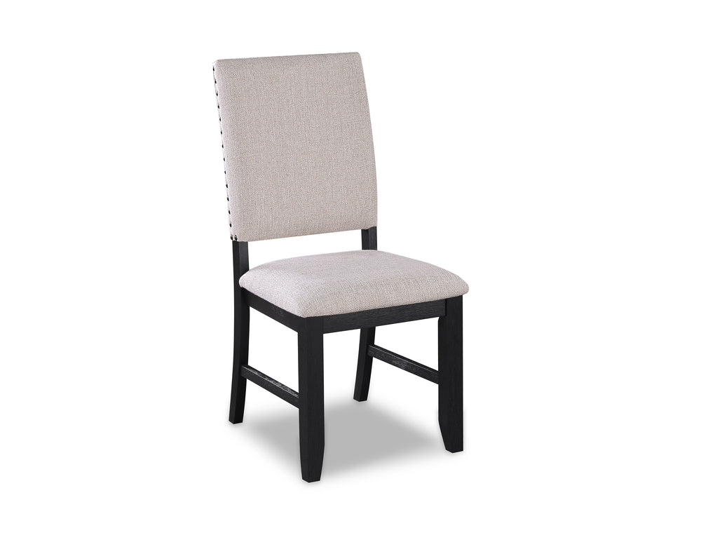 English Elm Transitional Regent 2pc Charcoal Upholstered Dining Chairs with Nailhead Trim, Tapered Legs, Cozy Seat B011P145130