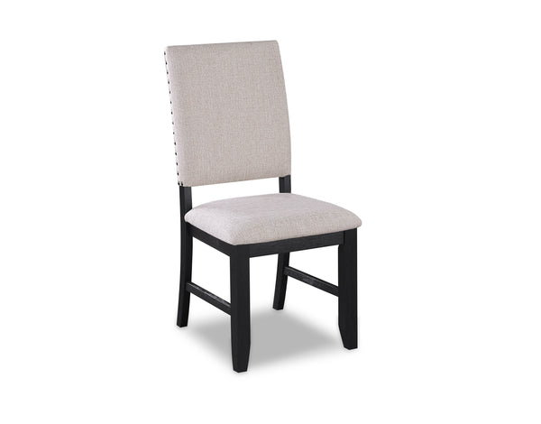 English Elm Transitional Regent 2pc Charcoal Upholstered Dining Chairs with Nailhead Trim, Tapered Legs, Cozy Seat B011P145130
