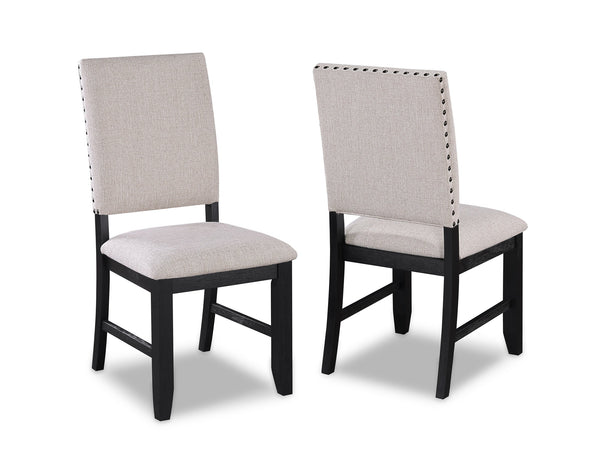 English Elm Transitional Regent 2pc Charcoal Upholstered Dining Chairs with Nailhead Trim, Tapered Legs, Cozy Seat B011P145130