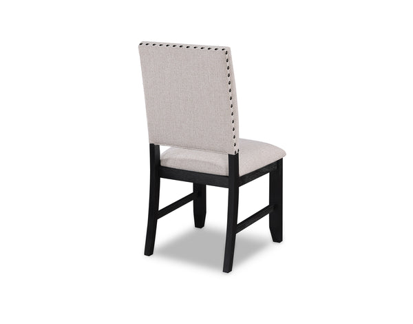 English Elm Transitional Regent 2pc Charcoal Upholstered Dining Chairs with Nailhead Trim, Tapered Legs, Cozy Seat B011P145130