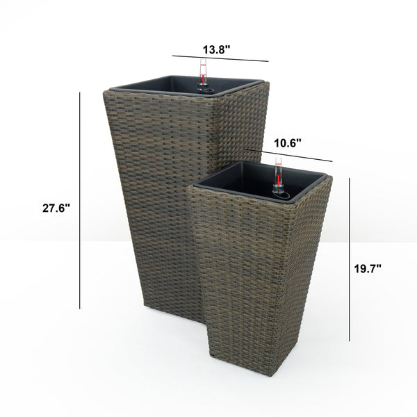 English Elm 2-Pack Self-Watering Planters - Hand-Woven Wicker Squares - Eco-Friendly & Stylish Home Decor B046P144638