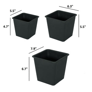 English Elm 5" Square Nursery Plant Pot - UV-Resistant Black 5-Pack, Lightweight Durable Plastic for Indoor Outdoor Use B046P144651