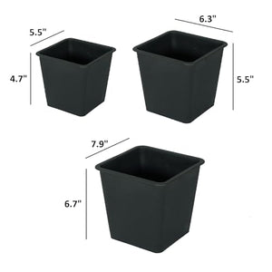 English Elm 7.9" Square Nursery Plant Pot - 9" Durable Black Plastic Planter with Drainage, UV-Proof 5-Pack B046P144653