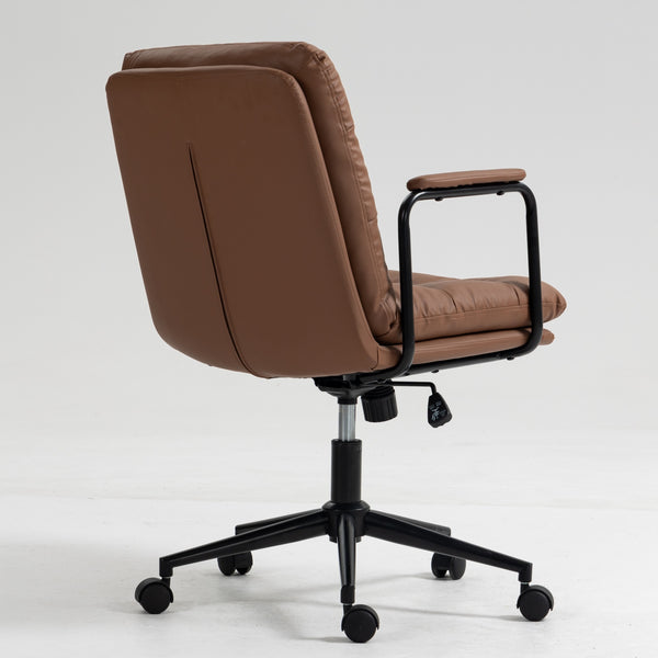 English Elm Office Mid Back Ergonomic Desk Chair with Double Sponge Cushion, 40° Recline, Stable Wide Base Brown W1143133926
