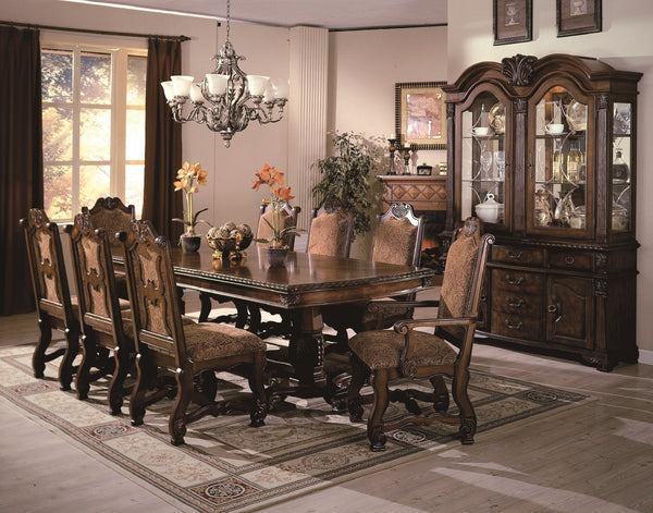 English Elm 2pc Traditional Dining Side Chairs with Upholstered Padded Seat & Back, Solid Wood, Carved Luscious Brown Finish B011P145132