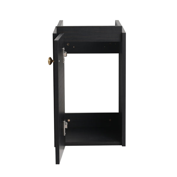 English Elm Bathroom Vanity Wall-Mount 12" Sink Compact Small Bathroom Vanity with Ceramic Basin, Soft-Close Door, Water-Resistant Plywood Finish W999140774