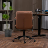 English Elm Office Chair,Mid Back Home Office Desk Task Chair With Wheels and Arms Ergonomic Pu Leather Computer Rolling Swivel Chair With Padded Armrest,The Back Of The Chair Can Recline 40° (Brown)