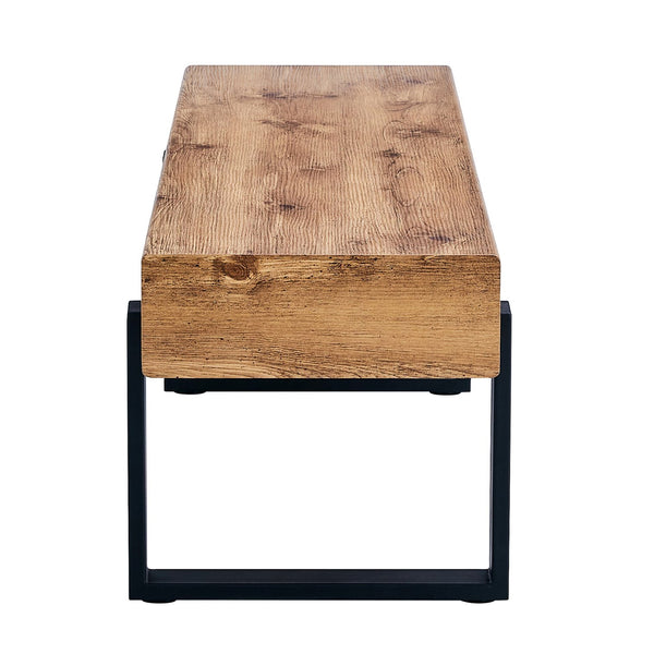 English Elm 59" Farmhouse Dining Bench with Metal Legs — 59x15.75in Sturdy Entryway, Shoe & Bed Bench, 250lb Capacity WF320038AAE