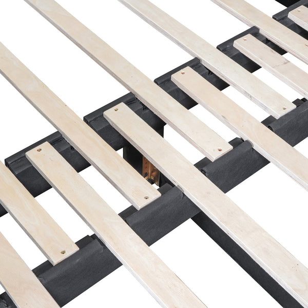 English Elm Twin Upholstered Daybed with Cloud Backrest, Trundle & 2 Storage Drawers, USB Ports, Space-Saving Design Gray SF000070AAE