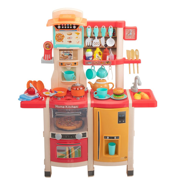 English Elm Kids Play Kitchen Set with Sound Light Spray Effects and 65 Accessories for Imaginative Fun W2181P145197