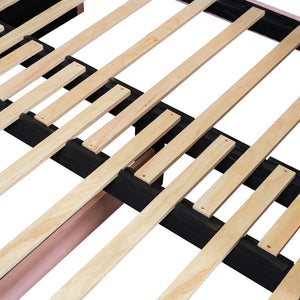 English Elm Twin Upholstered Daybed with Cloud Backrest, Trundle & 2 Storage Drawers, USB Ports, Space-Saving Design Pink SF000070AAH