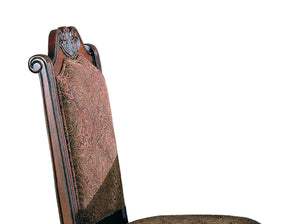 English Elm 2pc Traditional Dining Side Chairs with Upholstered Padded Seat & Back, Solid Wood, Carved Luscious Brown Finish B011P145132