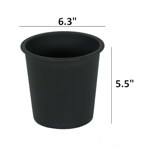 English Elm 6.3" Round Nursery Plant Pot - 5-Pack Black Plastic Garden Planters with Drainage, UV-Proof Durable Container for Indoor & Outdoor Use B046P144649