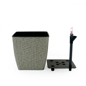 English Elm 2-Pack Self-Watering Planters - Hand-Woven Wicker, Eco-Friendly, Versatile For Indoor & Outdoor Use B046P144630