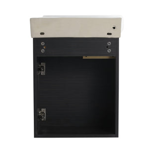 English Elm Soft Close 16" Wall-Mounted Bathroom Vanity with Round Ceramic Vessel Sink, Soft-Closing Doors, Water-Resistant Plywood Finish W999140772