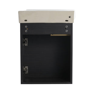 English Elm Soft Close Wall Mounted Bathroom Vanity with Ceramic Vessel Sink and Storage Rack W999S00489