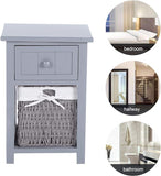 Hearth and Haven Set Nightstands Bedroom, Simple Wooden Bedside Table Night Stand with Drawer and Storage Basket Household(Grey) W2296P145138