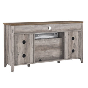 English Elm 55 Inch Fireplace Tv Stand with Infrared Heater Gray Wash Finish Media Storage W1769132643