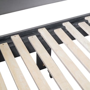 English Elm Twin Upholstered Daybed with Cloud Backrest, Trundle & 2 Storage Drawers, USB Ports, Space-Saving Design Gray SF000070AAE