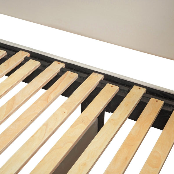 English Elm Twin Upholstered Daybed with Cloud Backrest, Trundle & 2 Storage Drawers, USB Ports, Space-Saving Design Beige SF000070AAA