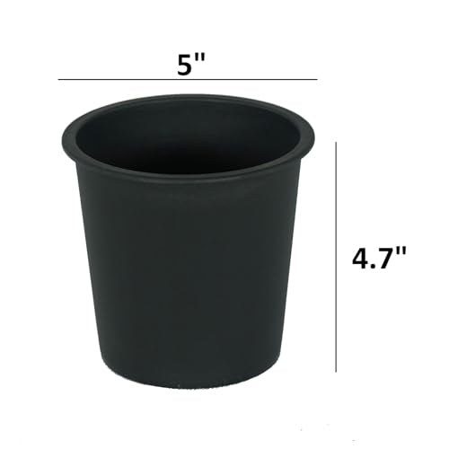 English Elm 5" Lightweight Black Nursery Pot 5-Pack — UV-Protected Durable Plastic Planters with Drainage, Multiuse B046P144648