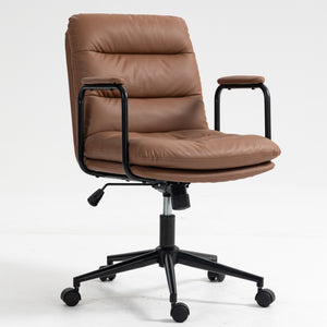 English Elm Office Mid Back Ergonomic Desk Chair with Double Sponge Cushion, 40° Recline, Stable Wide Base Brown W1143133926
