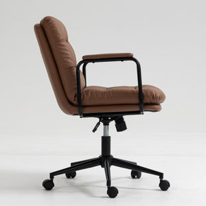English Elm Office Mid Back Ergonomic Desk Chair with Double Sponge Cushion, 40° Recline, Stable Wide Base Brown W1143133926
