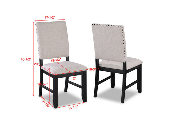 English Elm Transitional Regent 2pc Charcoal Upholstered Dining Chairs with Nailhead Trim, Tapered Legs, Cozy Seat B011P145130