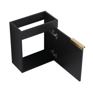 English Elm Soft Close Wall Mounted Bathroom Vanity with Ceramic Vessel Sink and Storage Rack W999S00489