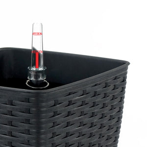 English Elm 2-Pack Hand-Woven Self-Watering Wicker Planters Thin Square Dark Gray – Recyclable, Stylish Care B046P144689