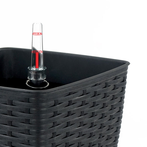 English Elm 2-Pack Hand-Woven Self-Watering Wicker Planters Thin Square Dark Gray – Recyclable, Stylish Care B046P144689