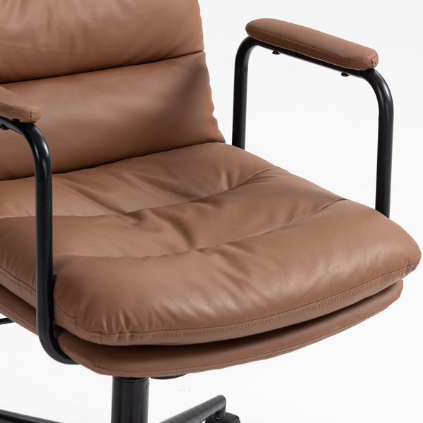 English Elm Office Ergonomic Mid-Back Chair with Double Sponge Cushion, Recline 40° and Padded Armrests for Comfort and Stability Brown W1143133926