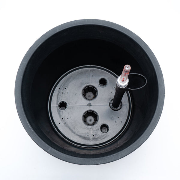 English Elm 13 in. Gray Wicker Self-watering Planter – Hand‑woven Recyclable Pot with Secure Liner & Easy Self‑Watering System, 14.5" B046P144637