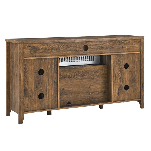 English Elm 55 Inch Fireplace Tv Stand with Infrared Heater Gray Wash Finish Media Storage W1769132634