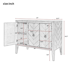 English Elm U_style Retro Sideboard with Pinewood Legs Adjustable Shelf and Metal Handles N711P261460C
