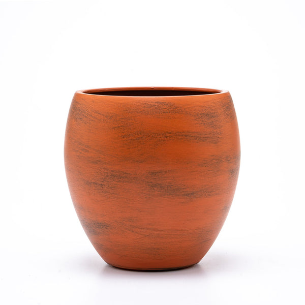 English Elm Smart Self-watering Round Planter Pot with Hand-painted Finish, Breathable Clay, Durable Design Terracotta B046P144625