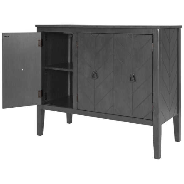 English Elm U_style Retro Sideboard with Pinewood Legs Adjustable Shelf and Metal Handles N711P261460E