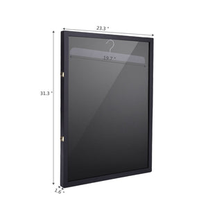 English Elm Jersey Display Case Solid Pine Frame Wall Mount with Plush Lining for Sports Collectibles W2181P145314