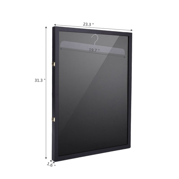 English Elm Jersey Display Case Solid Pine Frame Wall Mount with Plush Lining for Sports Collectibles W2181P145314